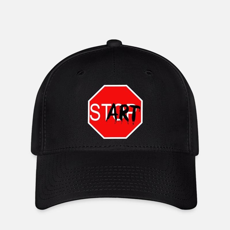Start Sign Graffiti Stop Sign - Flexfit Cap - black
