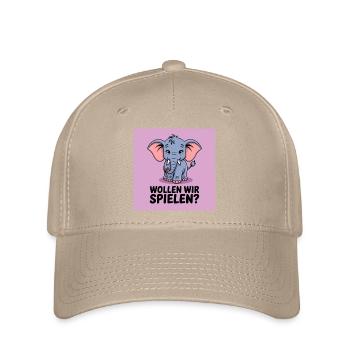Spielender Elefant auf Lila - Flexfit Cap - Khaki - Vorne