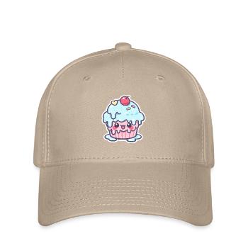 Kawaii Cupcake mit blauem Zuckerguss - Flexfit Cap - Khaki - Vorne