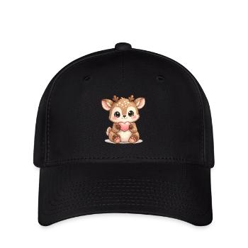 Kleiner Waldreh mit Herz - Flexfit Cap - Schwarz - Vorne
