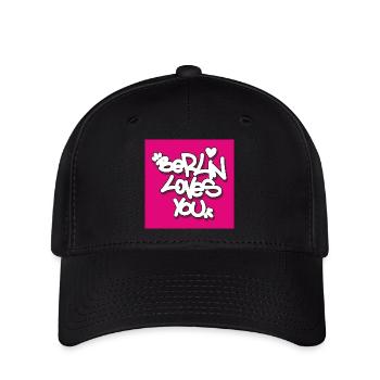 BLY_Berlin lovey you - Pink Sticker - Flexfit Cap - black - Front