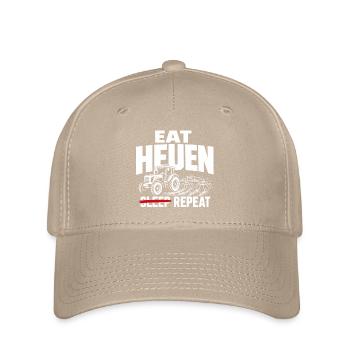 Traktor im Feld – Essen Schlafen Heuen Wiederholen - Flexfit Cap - Khaki - Vorne
