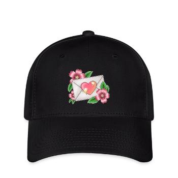 envelope with flowers - Flexfit Cap - black - Front