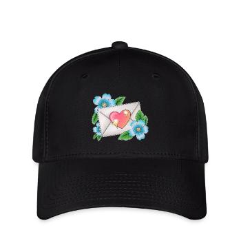 envelope with flowers - Flexfit Cap - black - Front