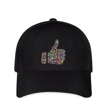Regenbogenfarbener Daumen - Flexfit Cap - Schwarz - Vorne