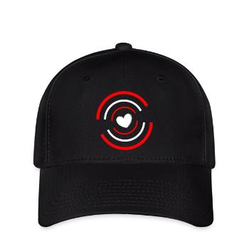 Cœur rouge blanc - Casquette Flexfit - noir - Devant