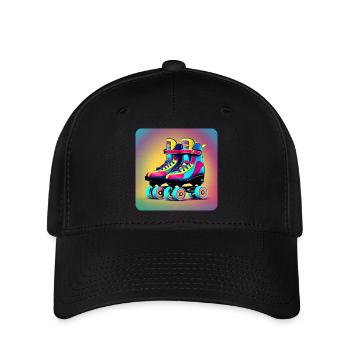 Patins à roulettes Disco colorés dans un style rétro - Casquette Flexfit - noir - Devant
