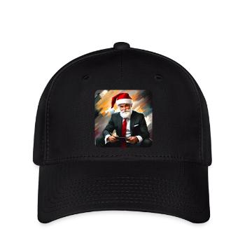Cooler moderner Weihnachtsmann im Anzug und Tablet - Flexfit Cap - Schwarz - Vorne