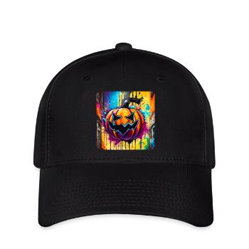 Tête de citrouille d’Halloween effrayante dans le Style Graffiti - Casquette Flexfit - noir - Devant