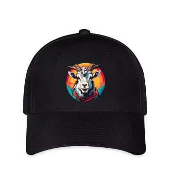 Ziegenportrait auf buntem Farbkreis - Flexfit Cap - Schwarz - Vorne