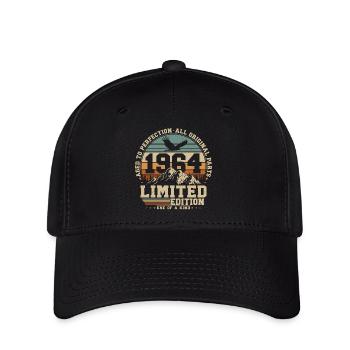 1964 Jahrgang geboren Vintage Geburtstag Geschenk - Flexfit Cap - Schwarz - Vorne