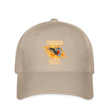 Parkour ist meine Droge - Flexfit Cap - Khaki - Vorne