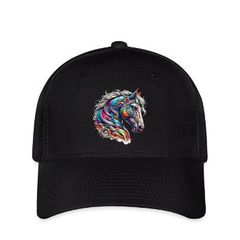 Pferd - Flexfit Cap - Schwarz - Vorne