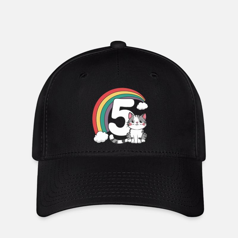Chat mignon - 5e anniversaire - 5 ans - Casquette Flexfit - noir