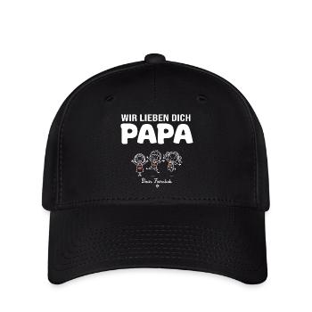 Wir lieben dich Papa dein Fanclub 3 Kinder - Flexfit Cap - Schwarz - Vorne