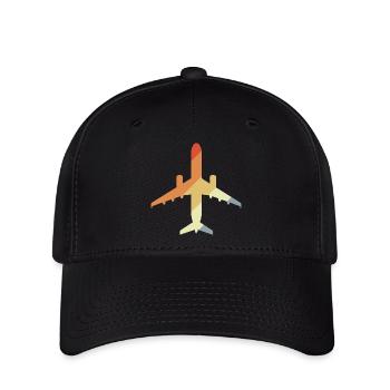 Flugzeug Retro - Flexfit Cap - Schwarz - Vorne