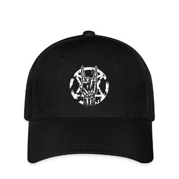 Knochenhand mit Pentagramm macht devil horns - Flexfit Cap - Schwarz - Vorne