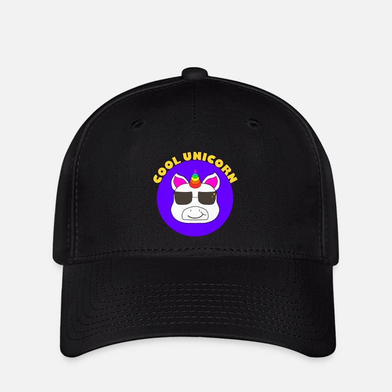 cool unicorn with sunglasses - Flexfit Cap - black