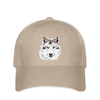 Weisser Wolf blaue Augen - Flexfit Cap - Khaki - Vorne