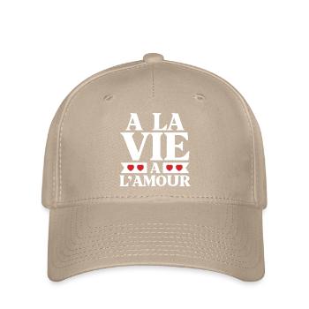 Leben und Liebe Rote Herzen - Flexfit Cap - Khaki - Vorne