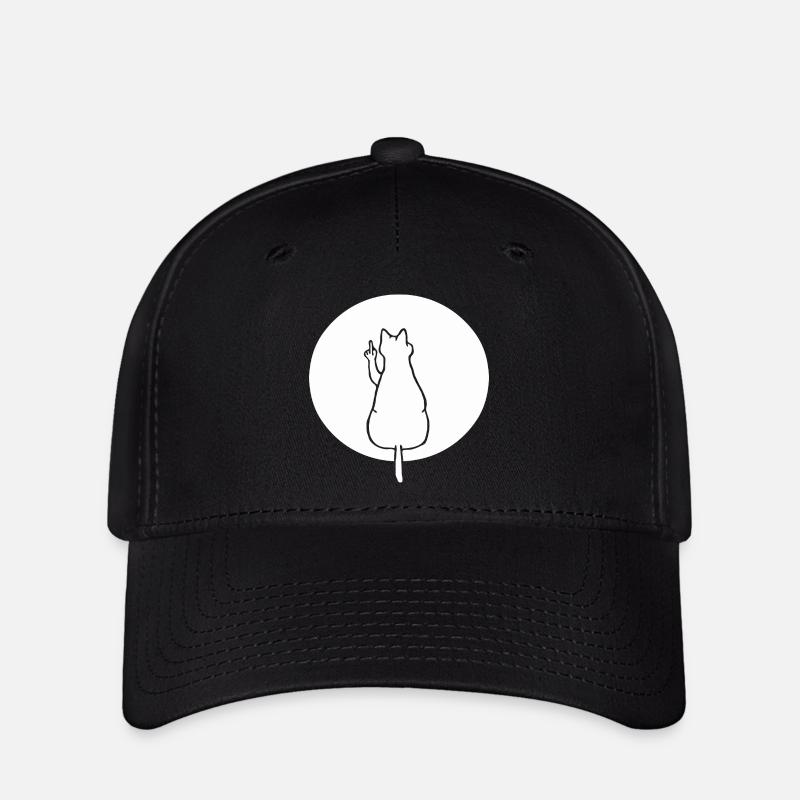 Cat Cats Cat Kitten Kitty Middle Finger - Flexfit Cap - black