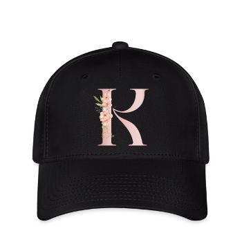 Pastell-R-Blumenmonogramm - Flexfit Cap - Schwarz - Vorne