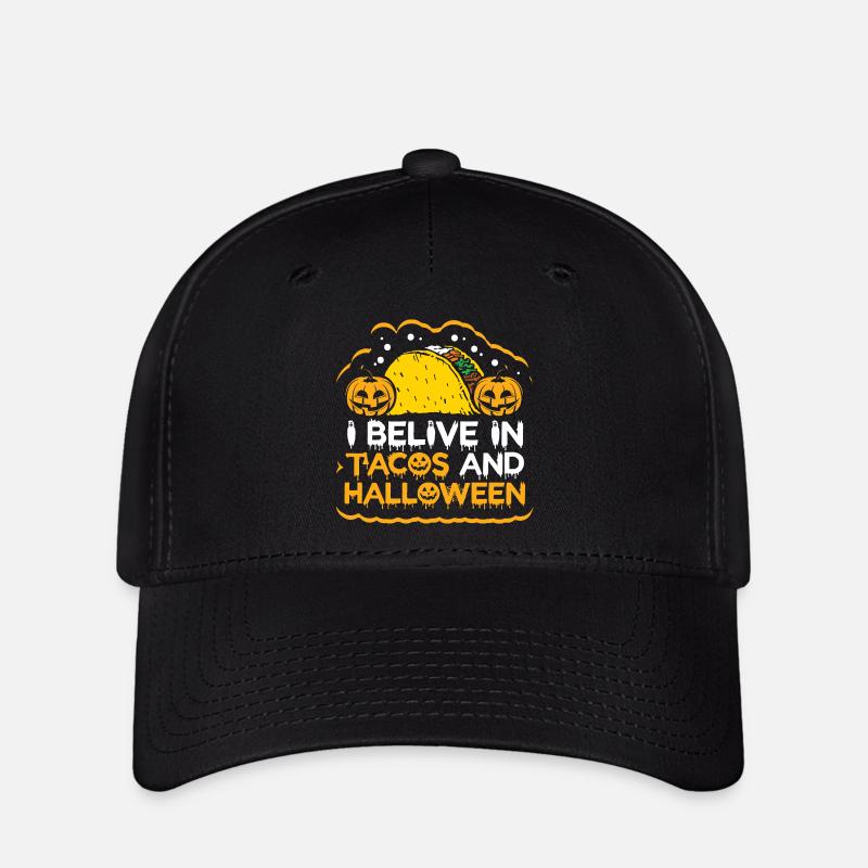 Je crois aux tacos et à Halloween - Casquette Flexfit - noir