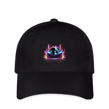 The futuristic car with neon lights - Speed - Flexfit Cap - black - Front