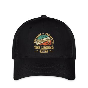 Geburtstagsgeschenk - geboren im Februar 1967 - Flexfit Cap - Schwarz - Vorne