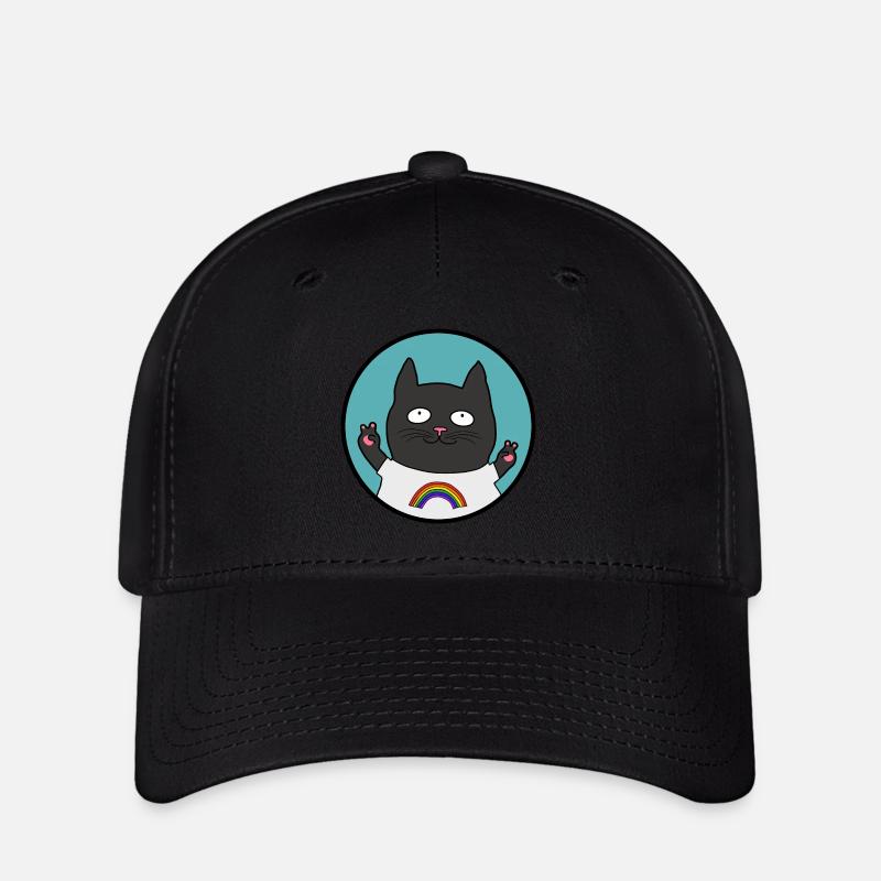 Pride Black Cat Rainbow - Flexfit Cap - black