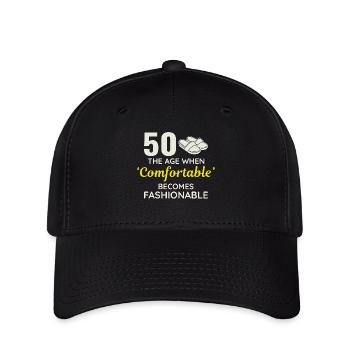 50. Geburtstag Bequeme modische Hausschuhe - Flexfit Cap - Schwarz - Vorne
