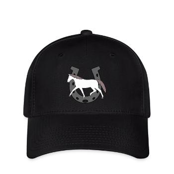 Hufeisen Pferd Reiterin Pferde Pony Schimmel Stute - Flexfit Cap - Schwarz - Vorne