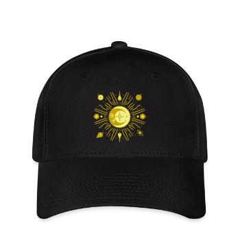 Soleil et Lune - croquis - Casquette Flexfit - noir - Devant