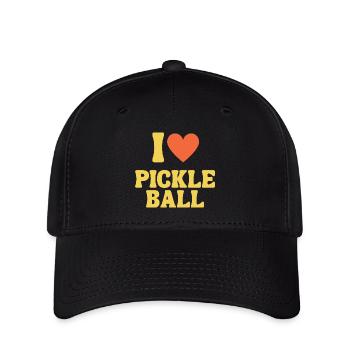 I love Pickleball Retro Pickle Ball Shirt mit Herz - Flexfit Cap - Schwarz - Vorne