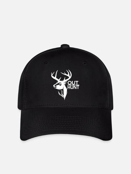 Silhouette de cerf conception de chasse en plein air - Casquette Flexfit - noir