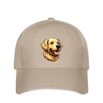 Golden Retriever Dog Head - Flexfit Cap - khaki - Front