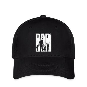 Dad 3 Kinder Dreifacher Vater T-shirt Papa 3 Kind - Flexfit Cap - Schwarz - Vorne