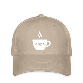 Pause café – Conception drôle de balise HTML - Casquette Flexfit - kaki - Devant