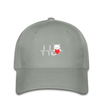 Graphique de chat mignon avec ligne de cœur et cœur - Casquette Flexfit - gris vert - Devant