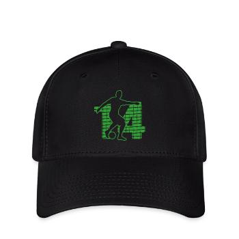 Fußball soccer sport Fußballer Fußballplatz NR.14 - Flexfit Cap - Schwarz - Vorne