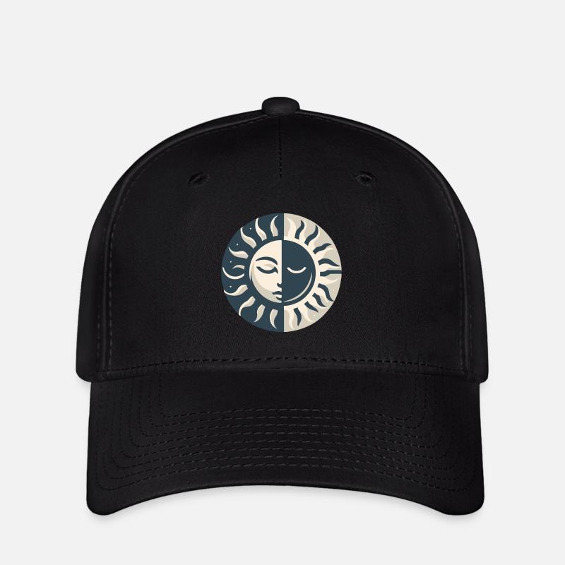 Soleil et Lune - Harmonie minimaliste 2 - Casquette Flexfit - noir