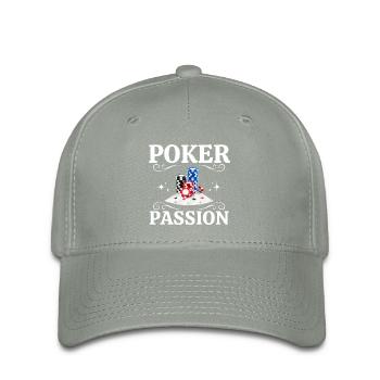 Poker Passion Kartenspiele - Flexfit Cap - Grüngrau - Vorne
