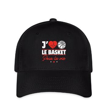 J’aime le basket pour la vie - Casquette Flexfit - noir - Devant
