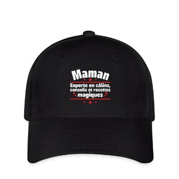 Maman experte en câlins conseils recettes magiques - Casquette Flexfit - noir - Devant