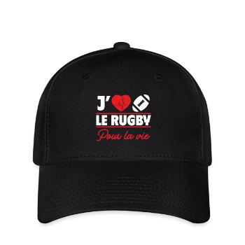 e rugby, c’est la vie,Cadeau Rugby,Rugbyman - Casquette Flexfit - noir - Devant