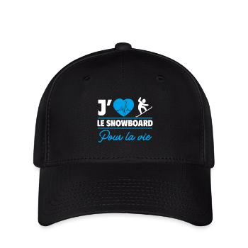 J’aime le snowboard,snowboarder,snowboardeur - Casquette Flexfit - noir - Devant