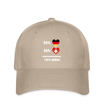 Deutschland und Schweiz Genial / Geschenk Flagge - Flexfit Cap - Khaki - Vorne