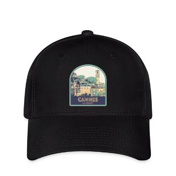 Quartier du Suquet à Cannes en France - Casquette Flexfit - noir - Devant