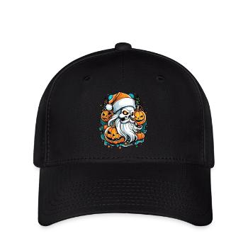 Weihnachten & Halloween - Skelett & Kürbis - Flexfit Cap - Schwarz - Vorne