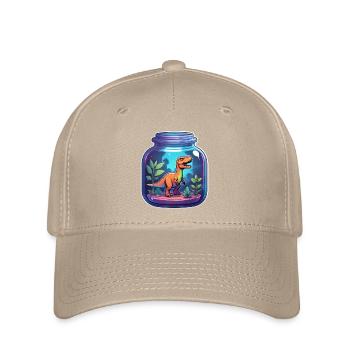 Dinosaur in a Cartoon Jar - Flexfit Cap - khaki - Front